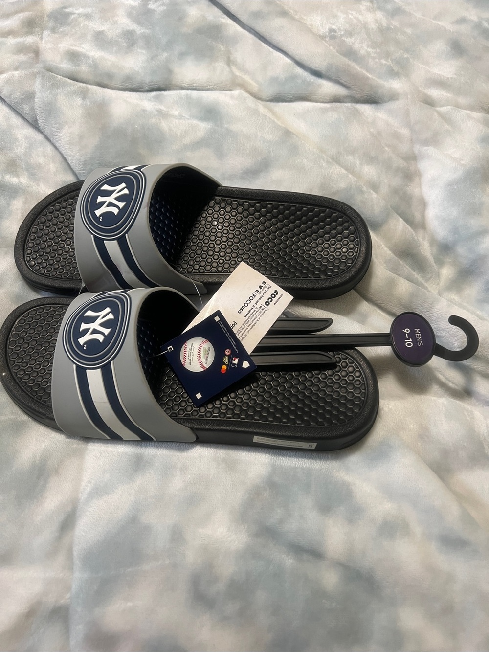 Men’s Black & Gray Slide Sandals with Team Crest